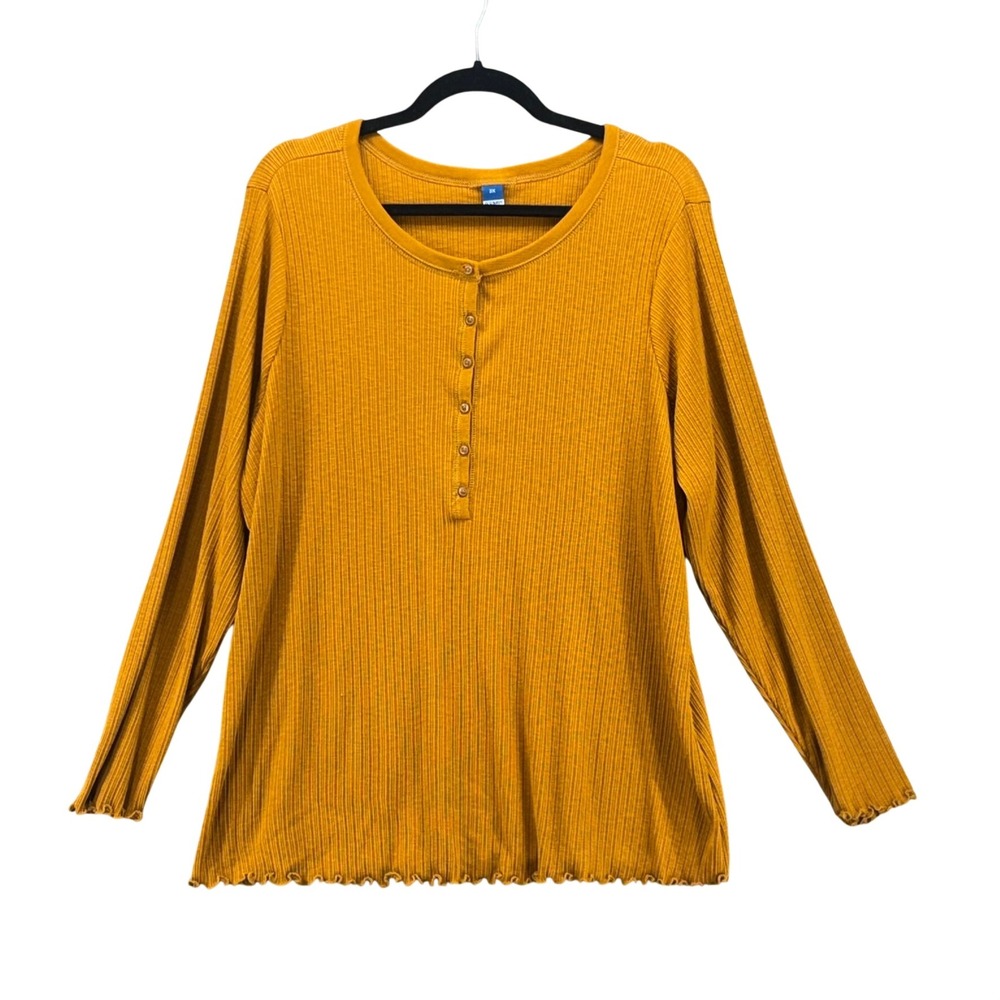 Old Navy Womens Henly Thermal Shirt Size 3X Lettuce Hem Warm Fall Cozy Mustard